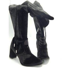 Marc Fisher Women Knee High Black Velvet Boots Size 7.5